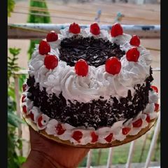 A picture of Black forest cake.