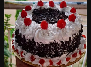 A picture of Black forest cake.
