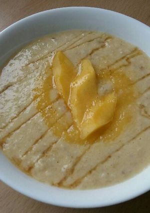 A picture of Vickys Mango Lassi Porridge, GF DF EF SF NF.