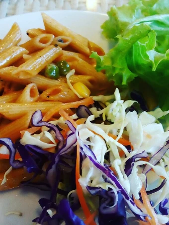 Recipe Indian style corn mutter Penne pasta with salad the  Makes Drooling You can take Joss in your mouth
