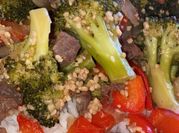 A picture of beef and broccoli