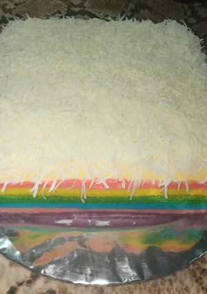 Foto resep Rainbow cake kukus putih telur