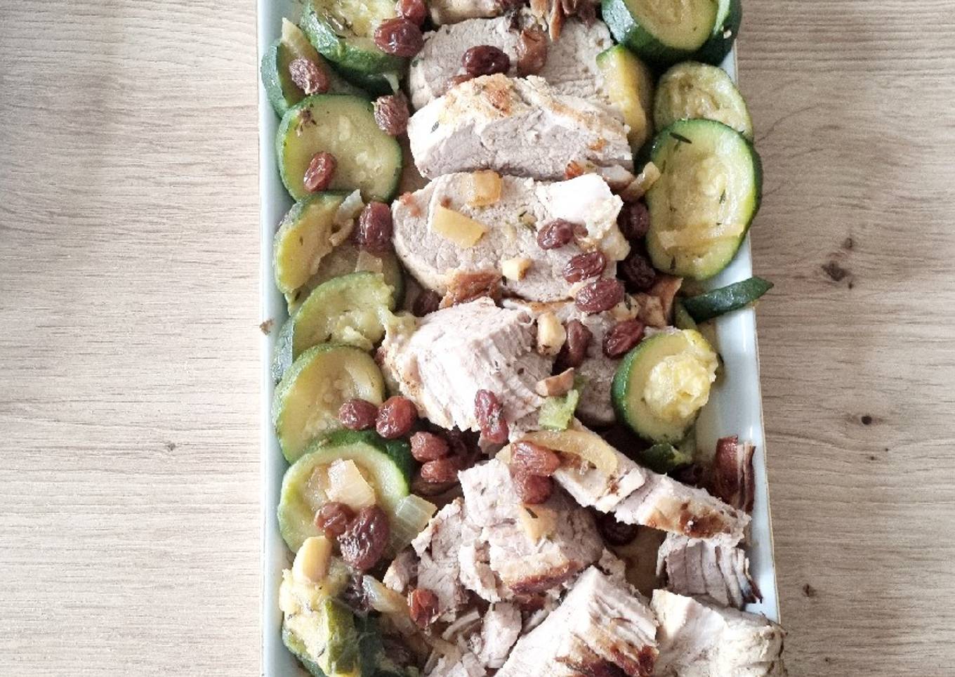 Filet mignon de Porc aux Courgettes & raisins secs
