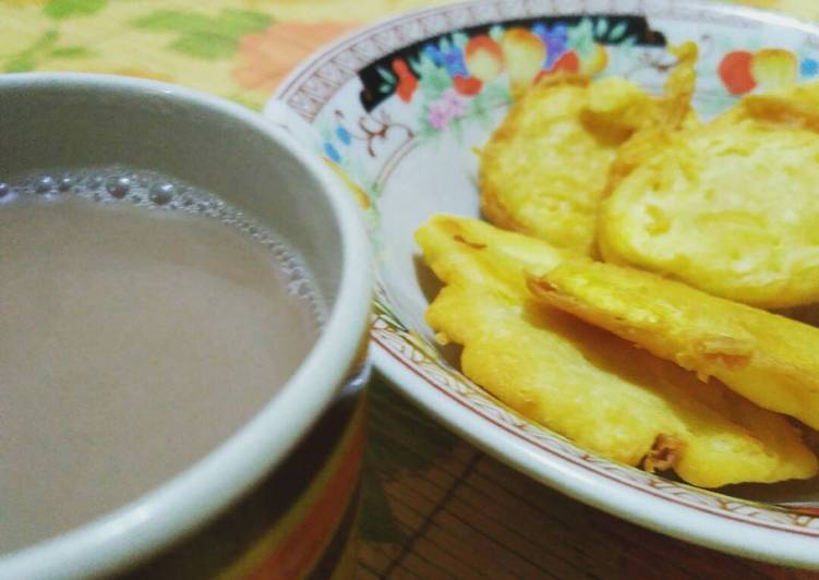 Goreng ubi cileumbu+wedang susu jahe