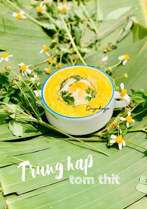 Hình của món Trứng hấp tôm thịt.