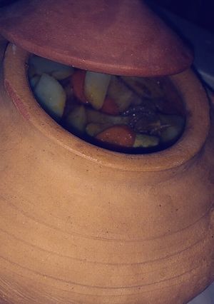 صورة لوصفة طاجن البطاطا والخضار مع شوربة عدس