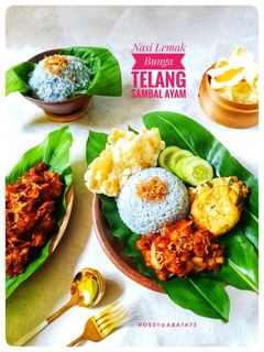 Foto resep Nasi Lemak Bunga Telang Sambal Ayam