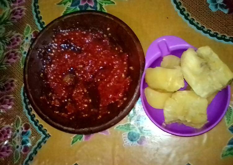 Singkong rebus sambel korek