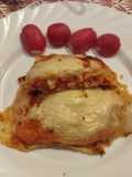 Rollitos de Obleas de arroz rellenos de pollo gratinado con bechamel sin lactosa