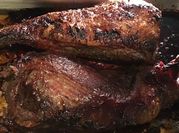 A picture of beef brisket in oven
