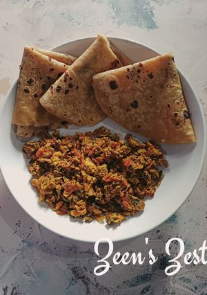 A picture of Red Amaranthus Nashte Ka Khagina - Hyderabadi Breakfast Khagina.