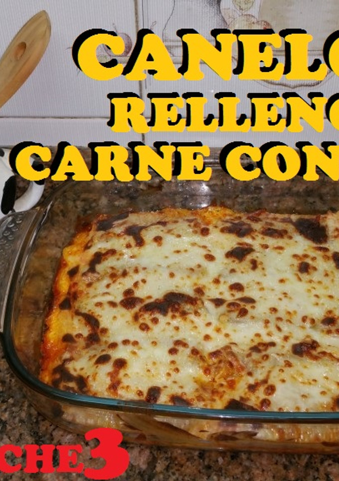 Una foto de Canelones rellenos de carne
