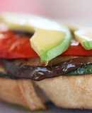Roasted vegetable open toasted sandwich