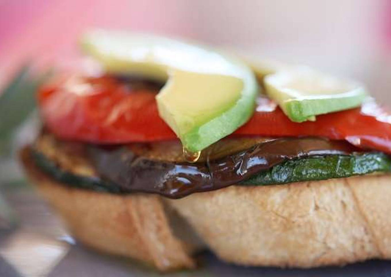 Vegetarian sandwich grilled outdoors