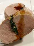 Pork tenderloin "stuffed" with spinach, lemon and rosemary