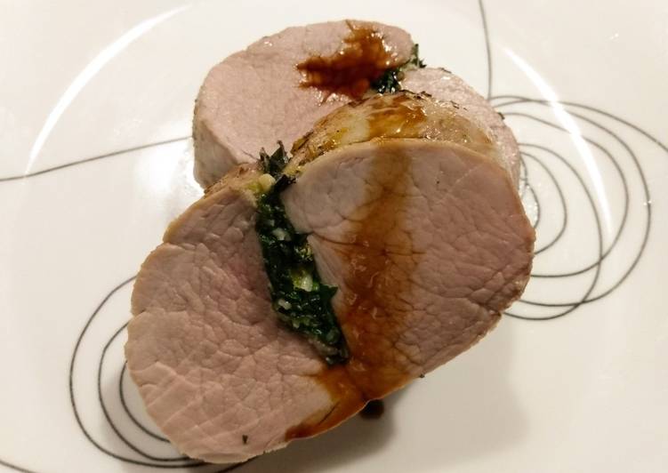 Recipe of Homemade Pork tenderloin &#34;stuffed&#34; with spinach, lemon and rosemary