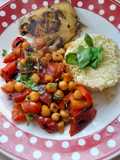 Panfried halibut with chickpeas