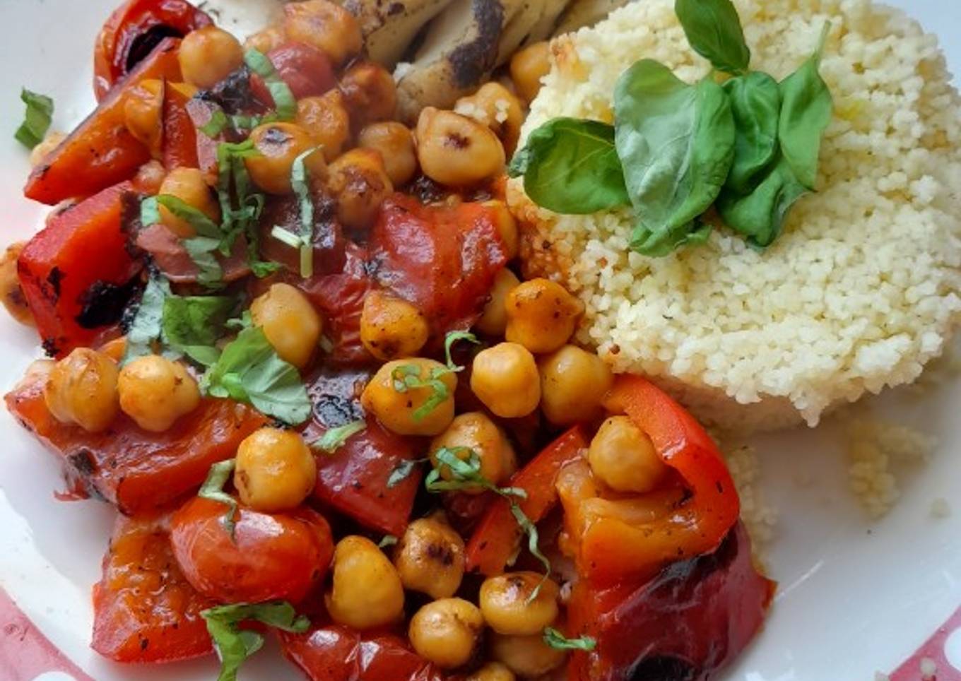 Panfried halibut with chickpeas