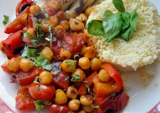 Panfried halibut with chickpeas