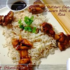 Yakitori Chicken Skewers With Garlic Rice ♥️ A picture of Yakitori Chicken Skewers With Garlic Rice ♥️.