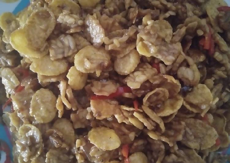 Cara Membuat Kering Tempe Corn flake yang Enak Banget