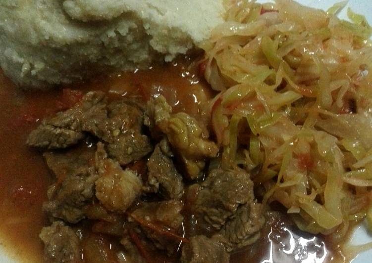 Recipe of Favorite Beef Stew Cabbage and Ugali