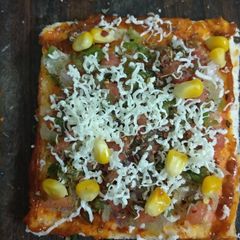 Open cheesy sandwich A picture of Open cheesy sandwich.