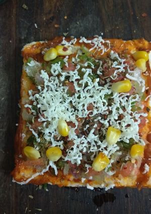 A picture of Open cheesy sandwich.