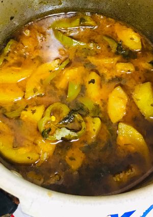 A picture of Lauki Shimla MirchKaddu & capcisum curry.