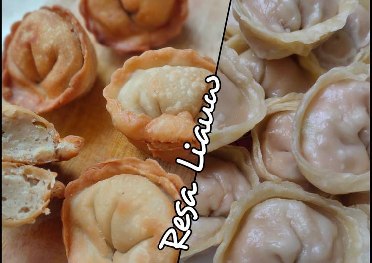 Pangsit Goreng Ayam & Siomay Ayam • Dengan Kuah • Adonan Sama