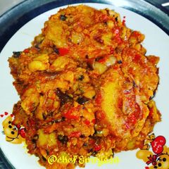 A picture of Beans and plantain pottage.