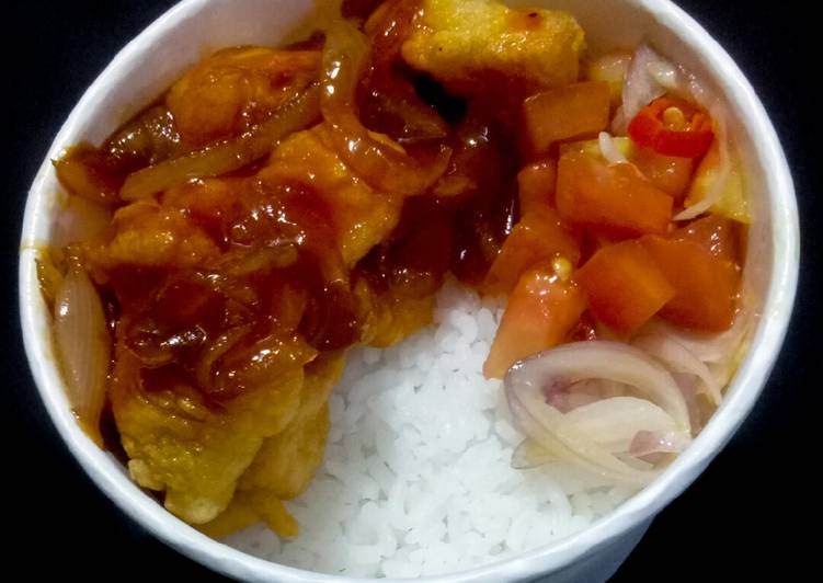 Resep 2. Rice bowl Dori Asam Manis Sambal Dabu Dabu, Bisa Manjain Lidah