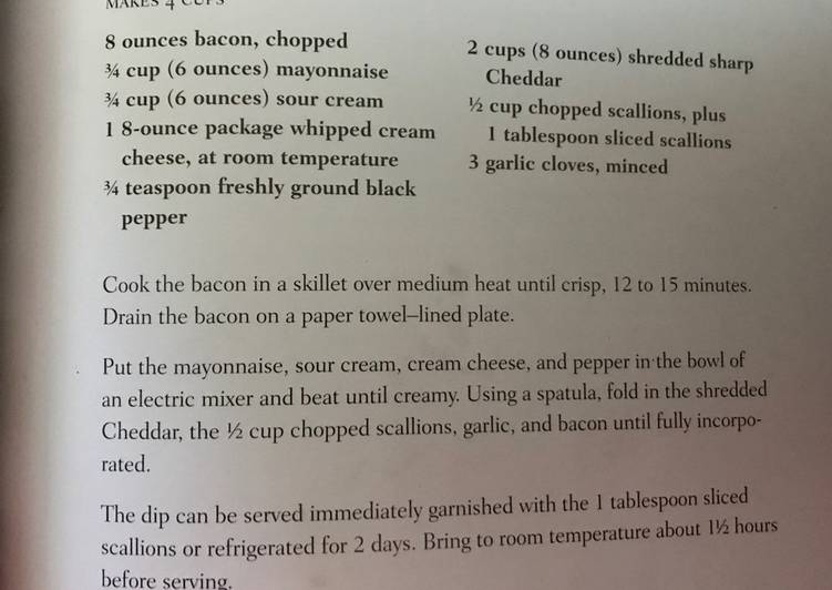 Recipe of Yummy Creamy Bacon, Cheddar & Onion Party Dip