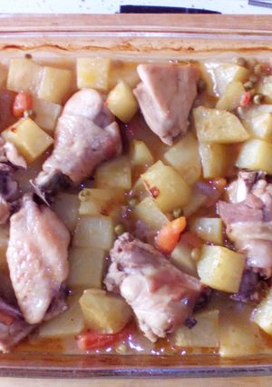 A picture of Chicken Casserole In Oven.