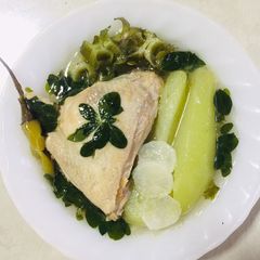 A picture of Chicken in Ginger Broth with Chayote and Moringa - Filipino Tinola with more Veggies.