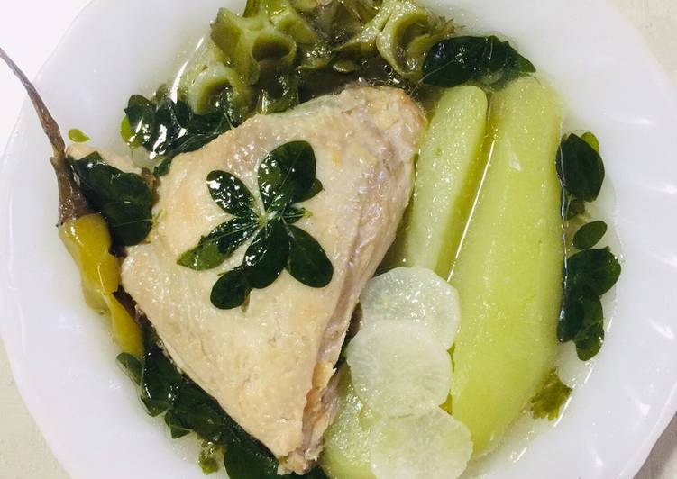 Chicken in Ginger Broth with Chayote and Moringa - Filipino Tinola with more Veggies