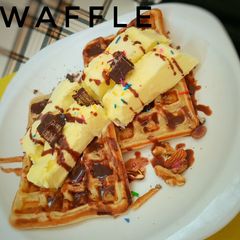 Waffle with Ice cream A picture of Waffle with Ice cream.