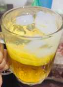 Sparkling lemon tea with nata de coco