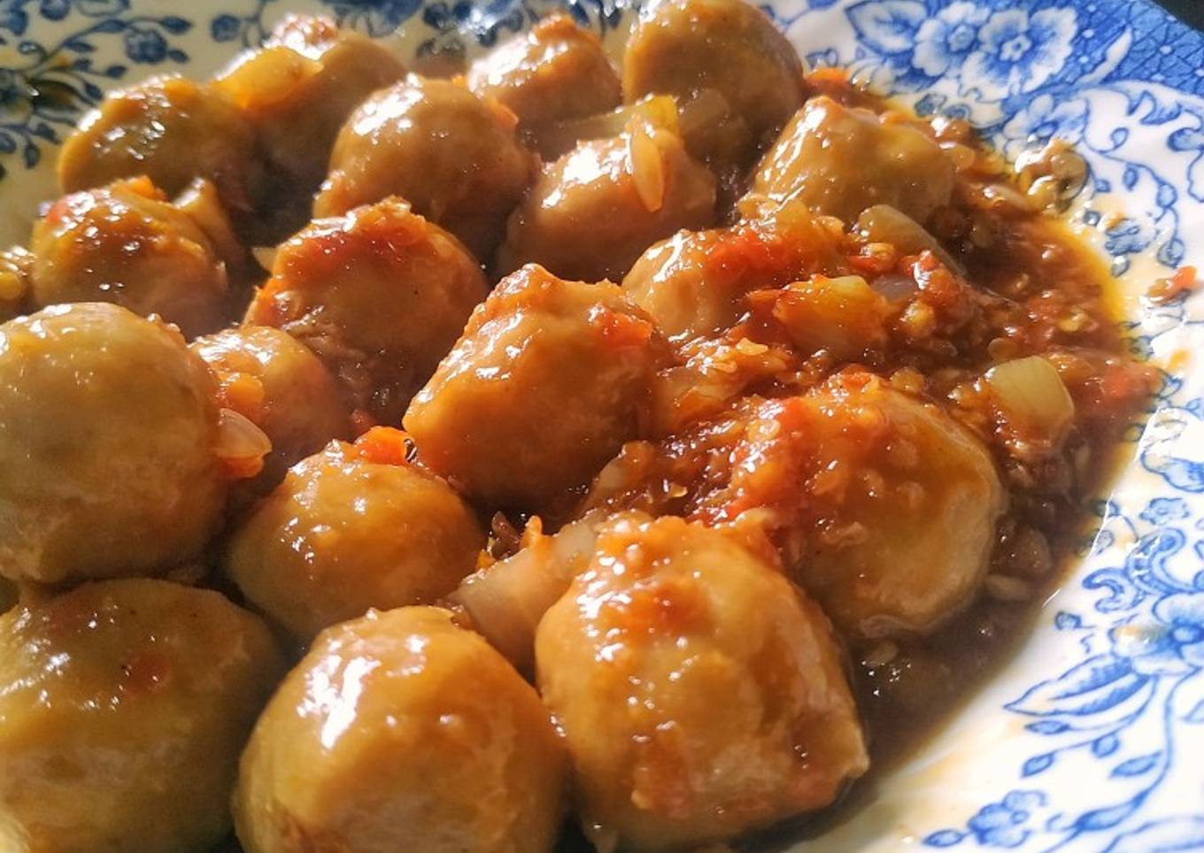 Bakso tumis cabai