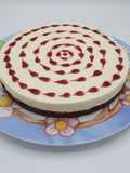 Cheesecake San Valentino con cioccolato bianco e gelée di lamponi