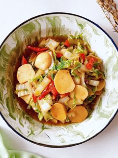Foto resep Oseng Sawi Putih Bakso Ikan
