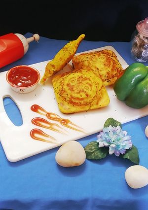 A picture of Semolina veggies Toast in Sandwich Toaster.