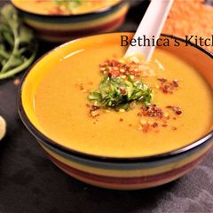 A picture of Lemony Red Lentil Soup.