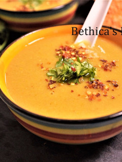A picture of Lemony Red Lentil Soup.