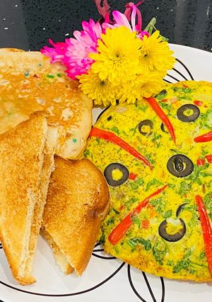 A picture of Healthy Breakfast (Pizza omelette).