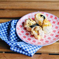 A picture of Krucheniki with prunes and cheese.