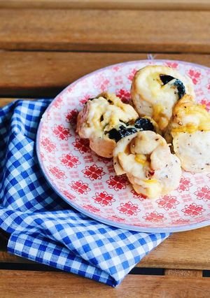 A picture of Krucheniki with prunes and cheese.