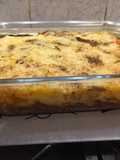 Gratin de polenta, champignons, bœuf, poivrons et emmental façon hachis Parmentier