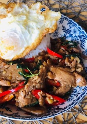 A picture of 🧑🏽🍳👩🍳Thai Holy Basil Stir-Fry Recipe (Pad Krapow) • How To Make Thai Food | ThaiChef Food.