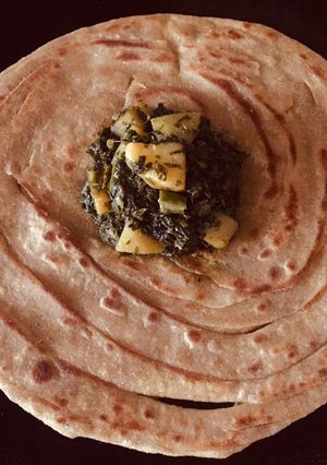 A picture of Alu meethi with paratha.